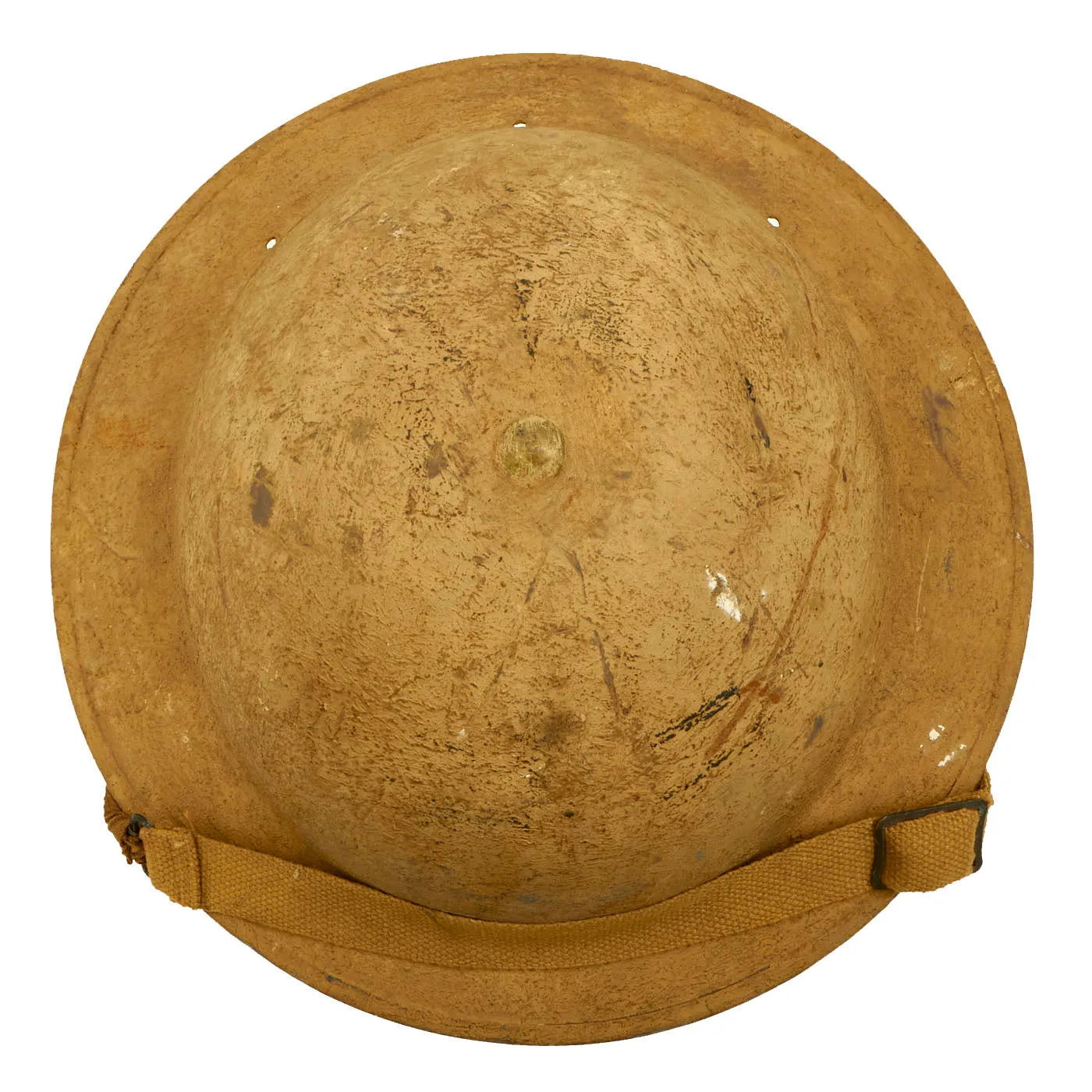 Original British WWII South African Issue Desert Tan Brodie MkII Steel Helmet with Size 7 1/2 Liner - Dated 1943