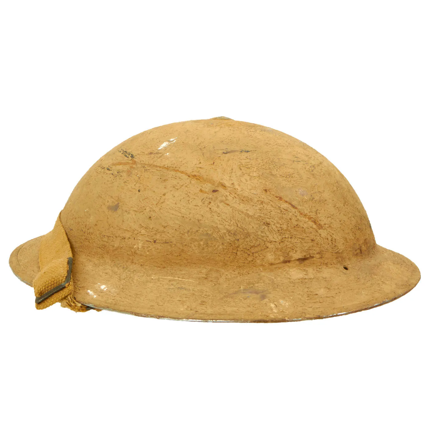Original British WWII South African Issue Desert Tan Brodie MkII Steel Helmet with Size 7 1/2 Liner - Dated 1943