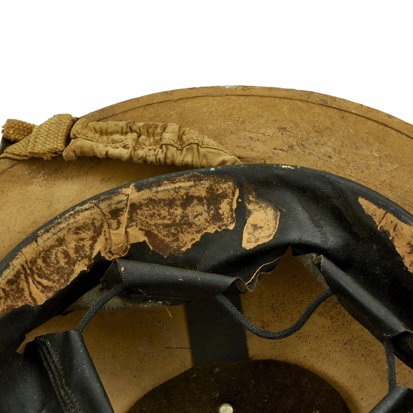 Original British WWII South African Issue Desert Tan Brodie MkII Steel Helmet with Size 7 1/2 Liner - Dated 1943
