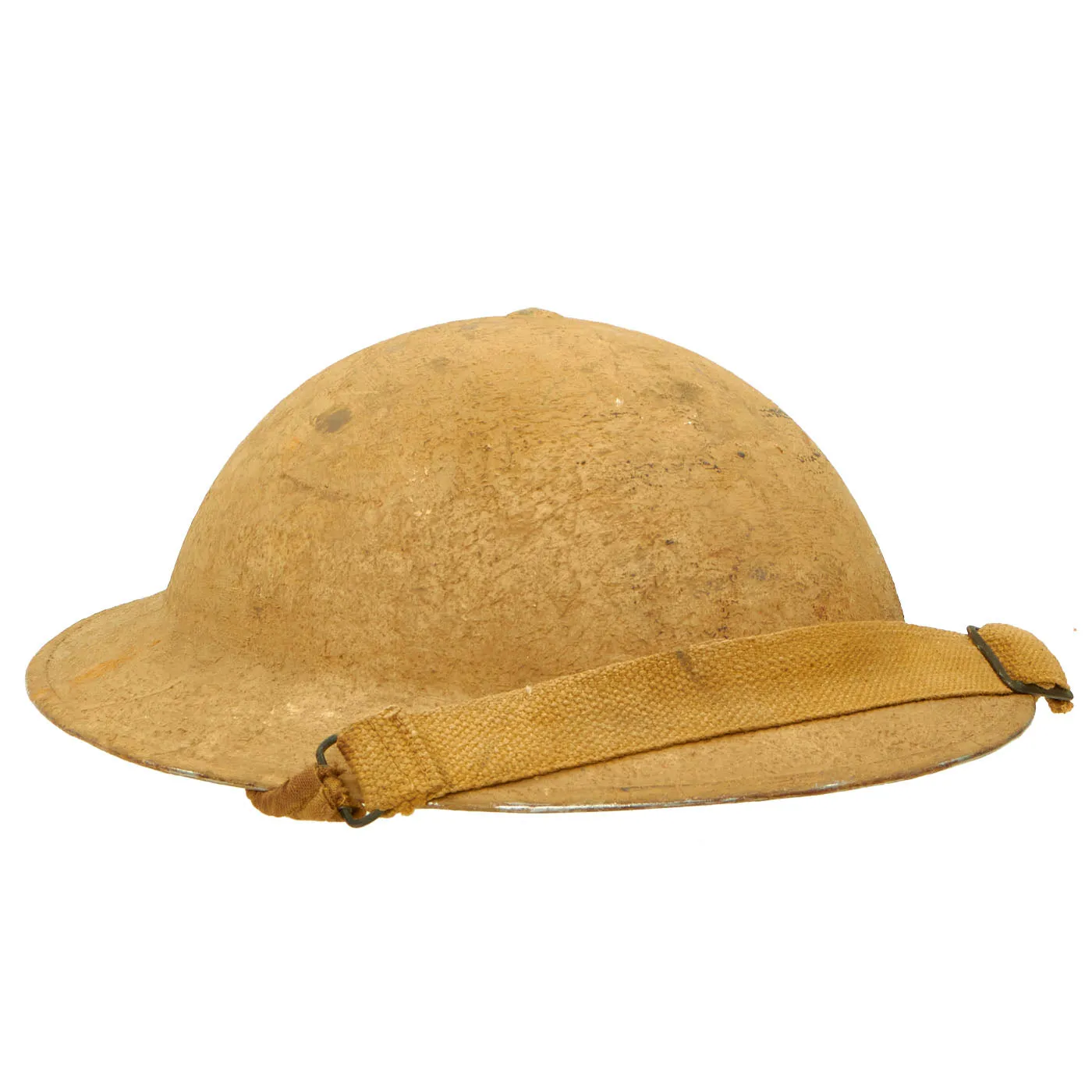 Original British WWII South African Issue Desert Tan Brodie MkII Steel Helmet with Size 7 1/2 Liner - Dated 1943