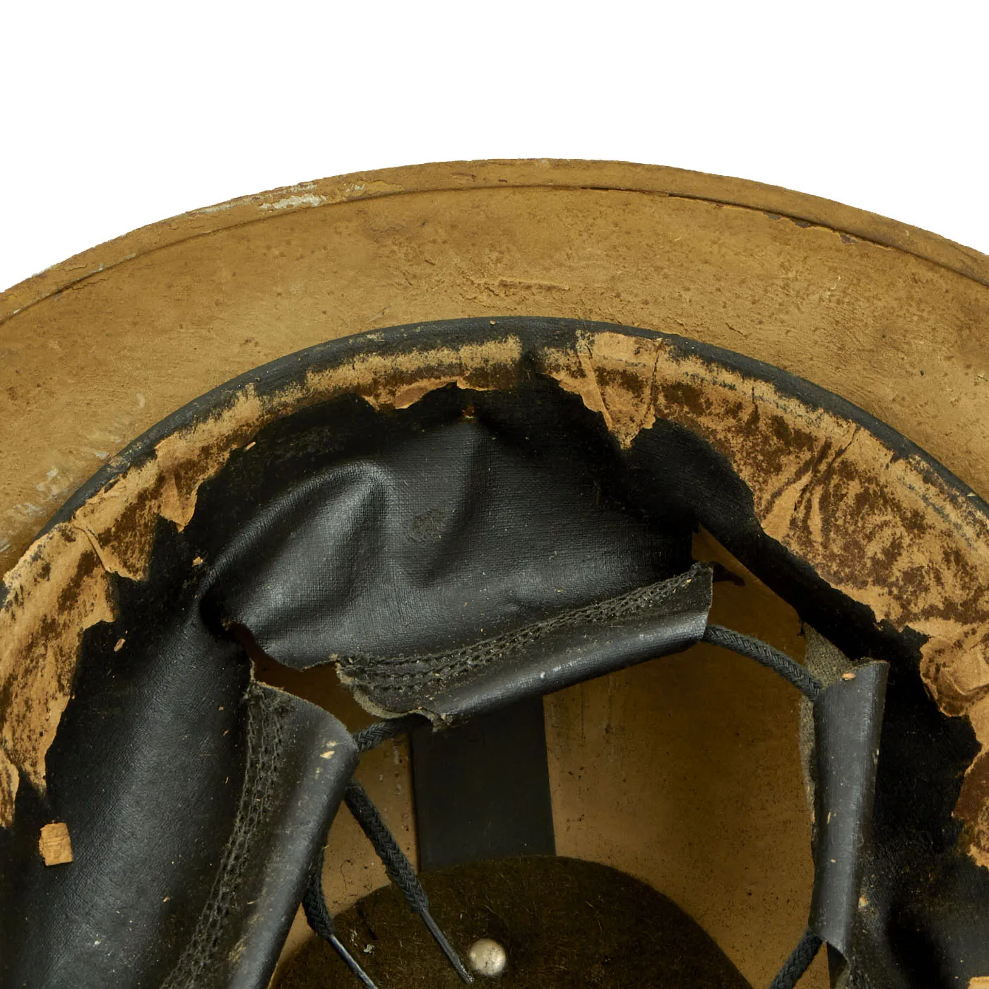 Original British WWII South African Issue Desert Tan Brodie MkII Steel Helmet with Size 7 1/2 Liner - Dated 1943