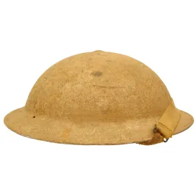 Original British WWII South African Issue Desert Tan Brodie MkII Steel Helmet with Size 7 1/2 Liner - Dated 1943