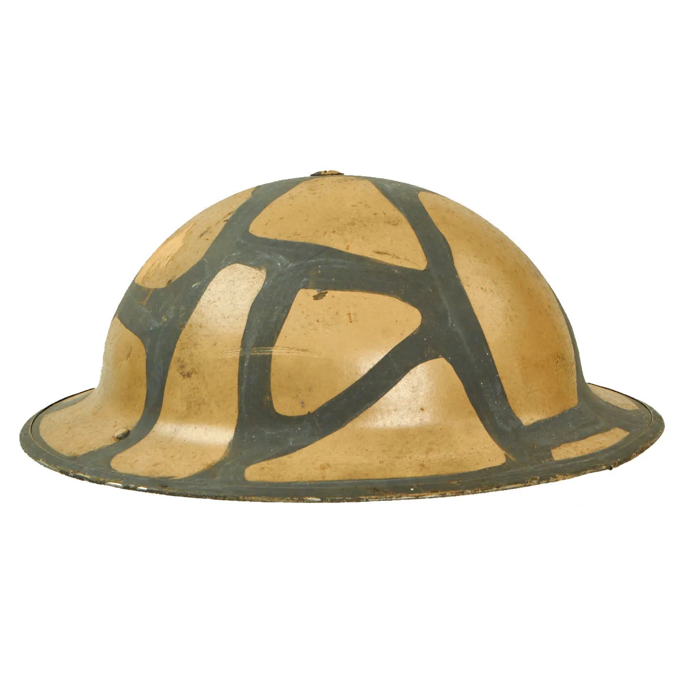 Original Canadian WWII Brodie MkII Steel Helmet with Original Desert Camouflage Paint - Dated 1941