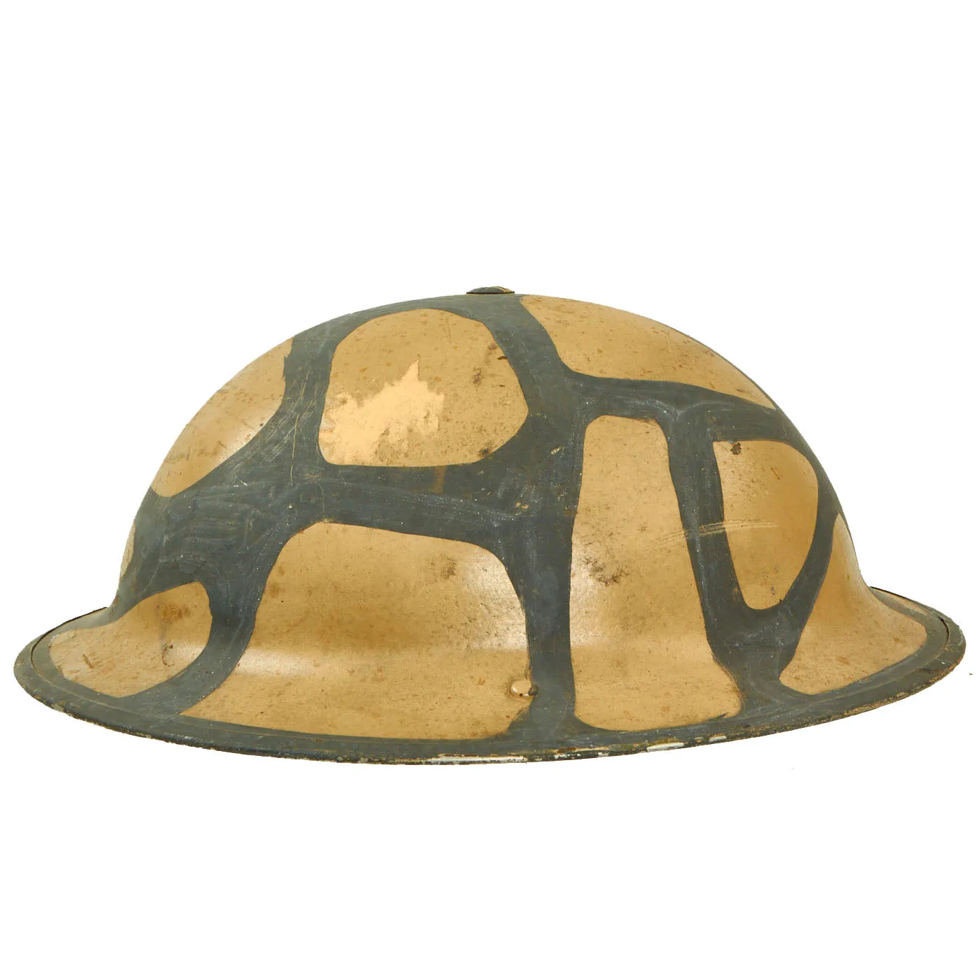 Original Canadian WWII Brodie MkII Steel Helmet with Original Desert Camouflage Paint - Dated 1941