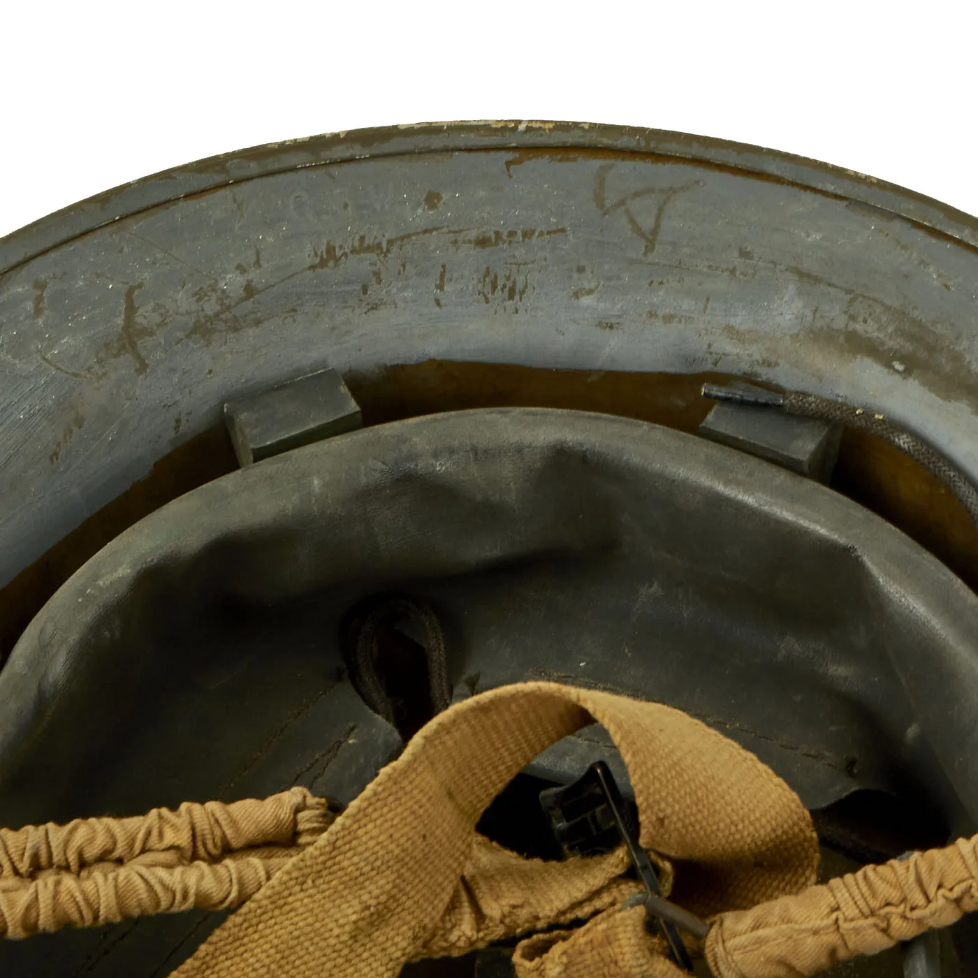 Original Canadian WWII Brodie MkII Steel Helmet with Original Desert Camouflage Paint - Dated 1941