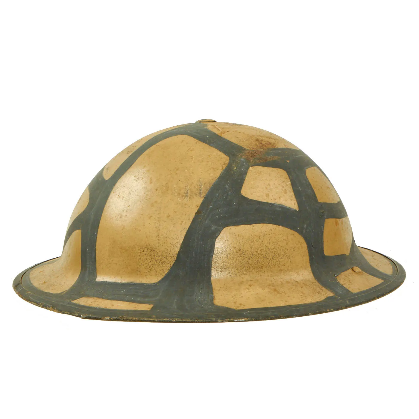 Original Canadian WWII Brodie MkII Steel Helmet with Original Desert Camouflage Paint - Dated 1941