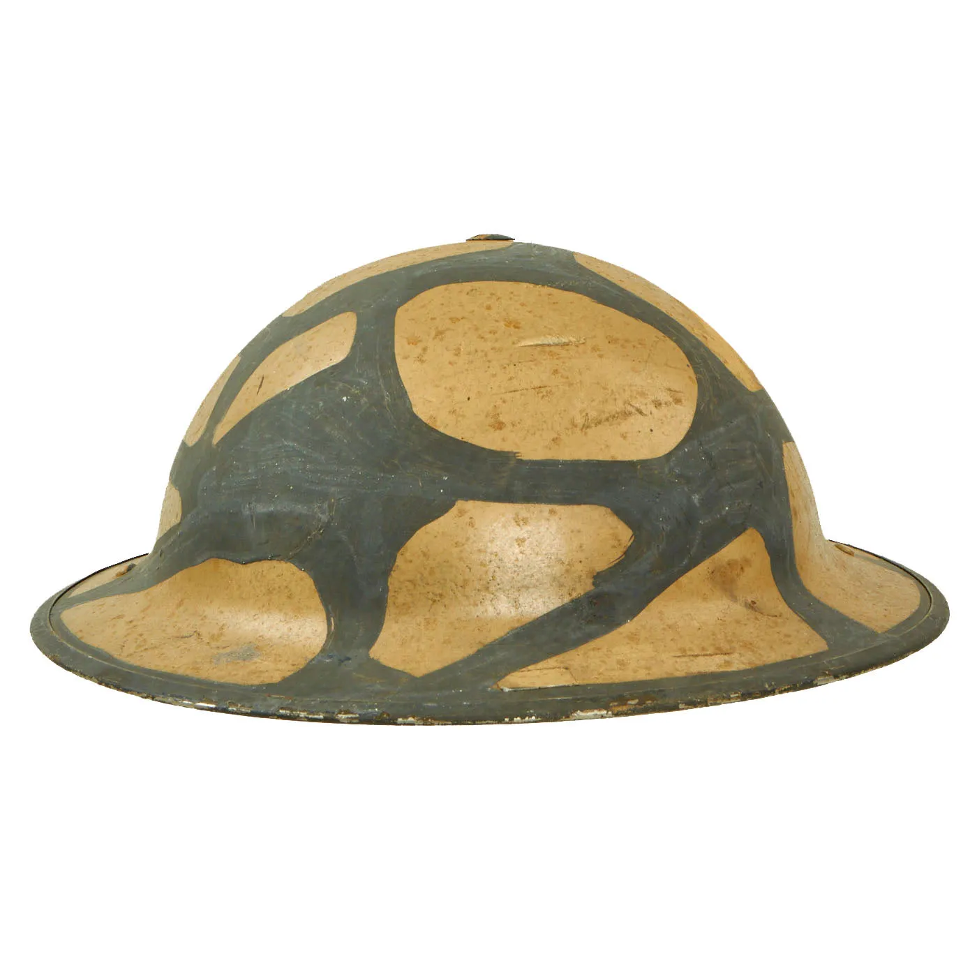 Original Canadian WWII Brodie MkII Steel Helmet with Original Desert Camouflage Paint - Dated 1941