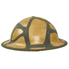 Original Canadian WWII Brodie MkII Steel Helmet with Original Desert Camouflage Paint - Dated 1941