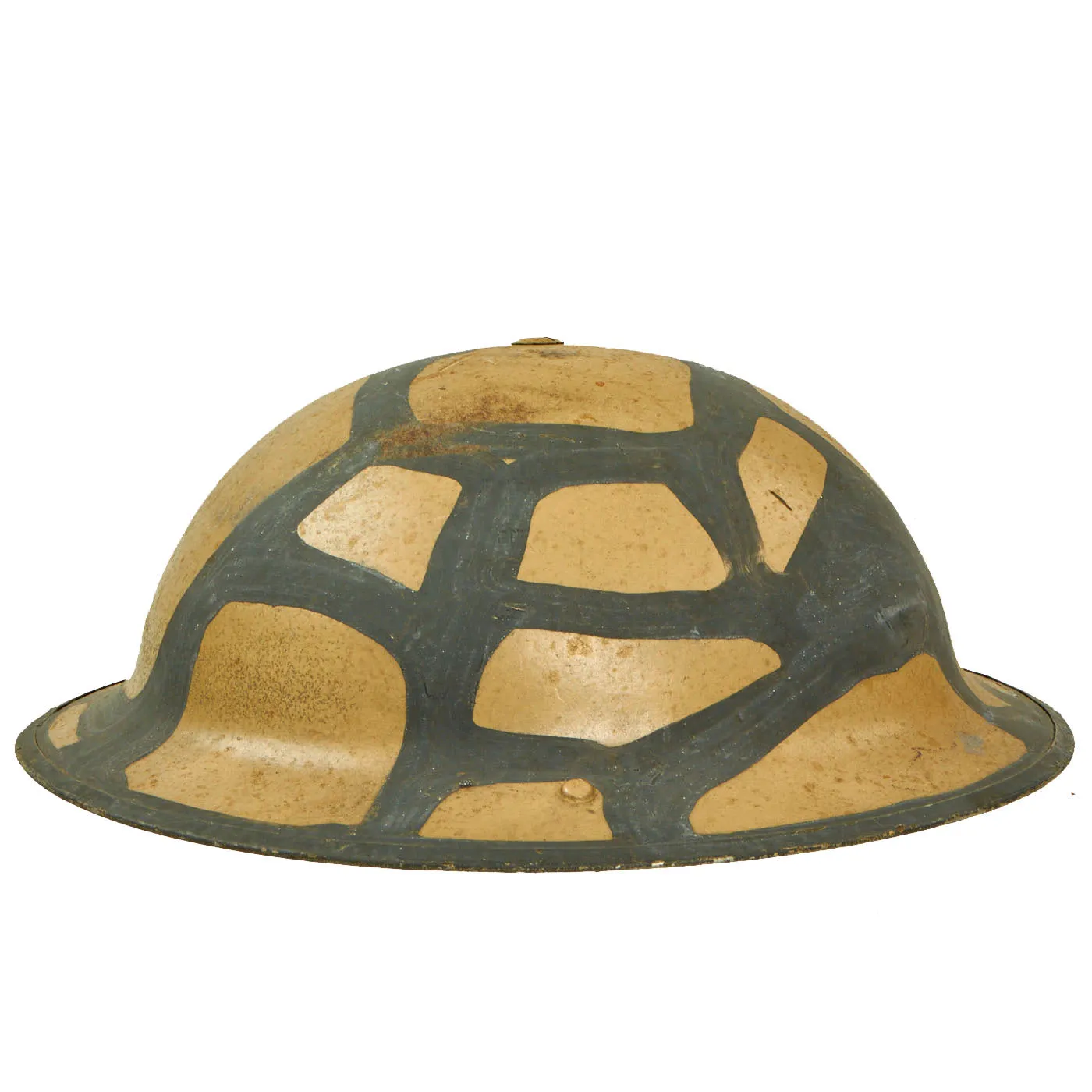 Original Canadian WWII Brodie MkII Steel Helmet with Original Desert Camouflage Paint - Dated 1941