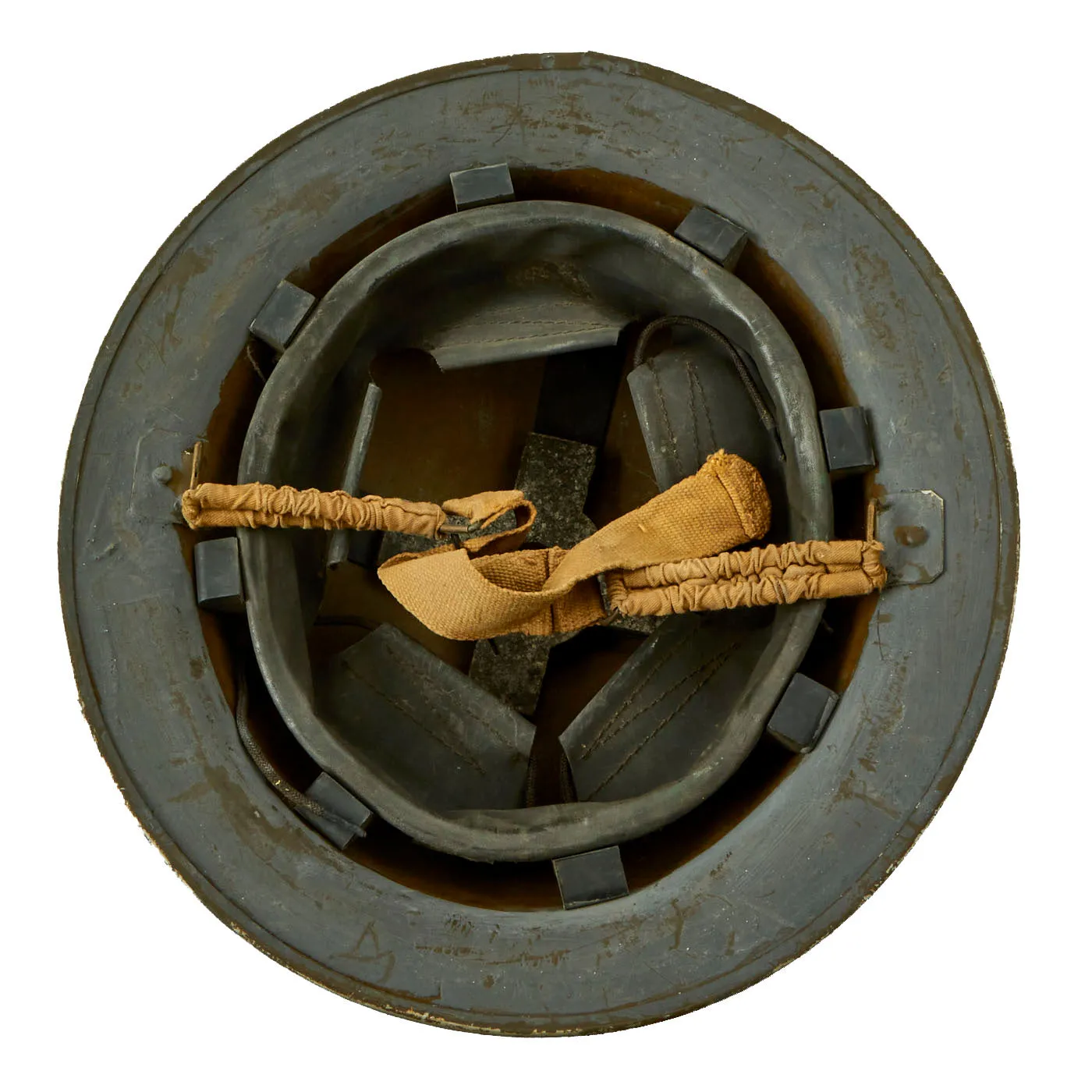 Original Canadian WWII Brodie MkII Steel Helmet with Original Desert Camouflage Paint - Dated 1941