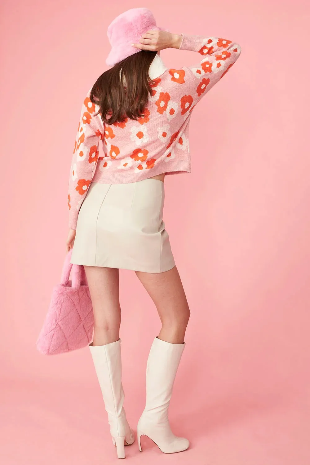 Pink Faux Fur Bucket Hat