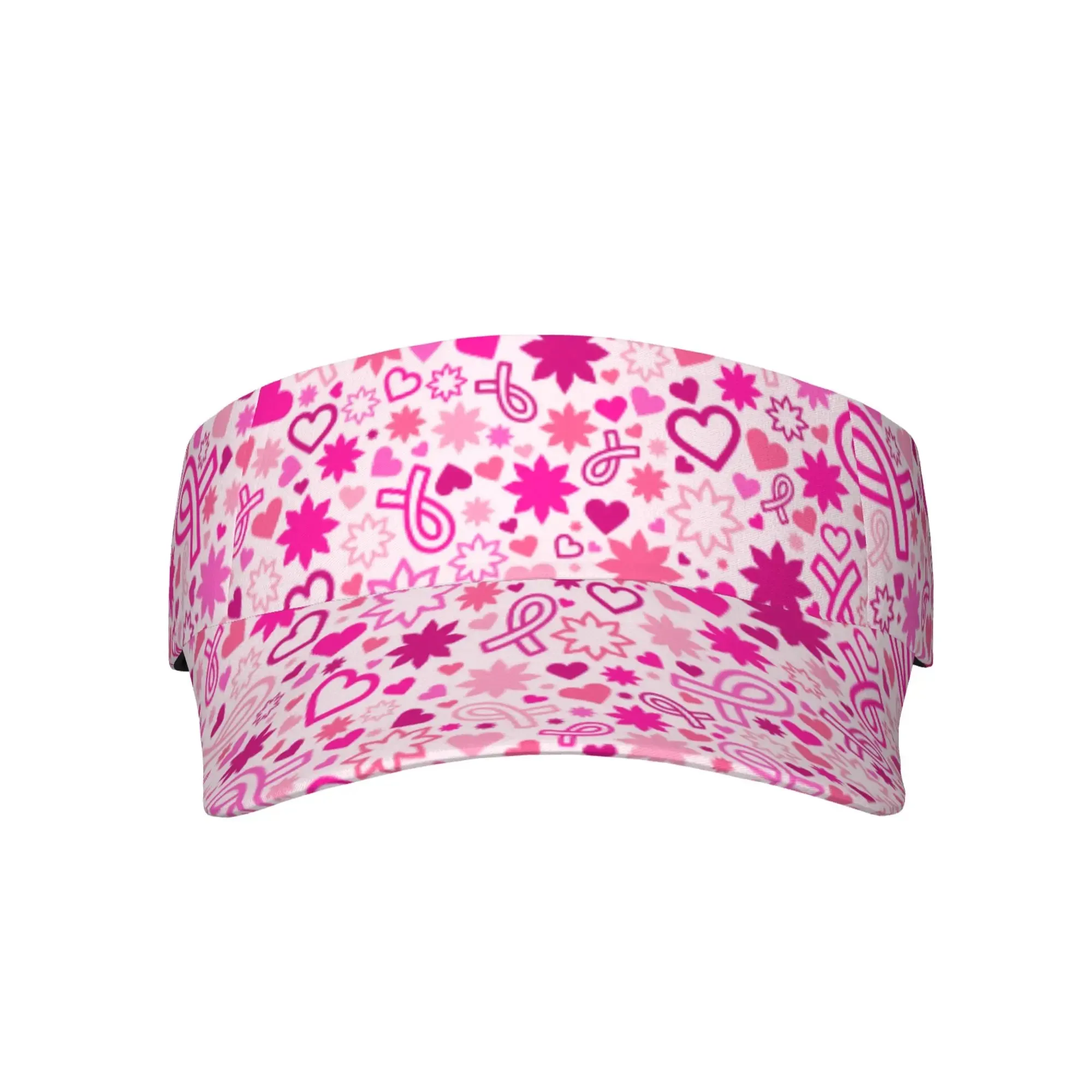 Pink Ribbon Support Breast Cancer Adults Sports Sun Visor Hats Breathable Caps Sunmmer Cap for Beach Tennis Golf Running Cap