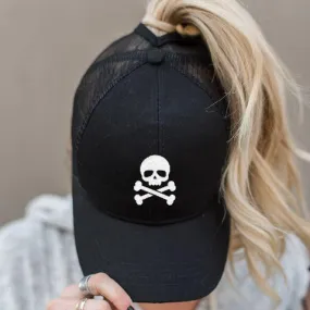 Ponytail Skull & Crossbones Hat
