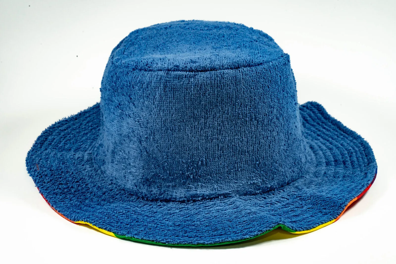 Rainbow Terry Towelling Bucket Hat Gay Lesbian Mardi Gras Party Cap LGBT - Reversible