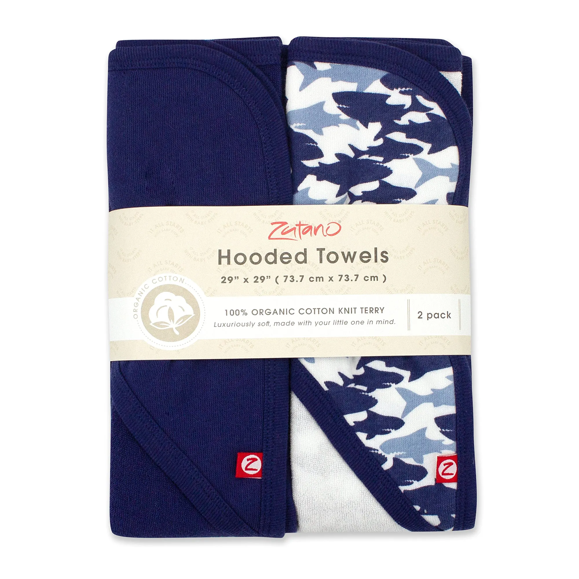 Sharks Organic Cotton Knit Terry Hooded Towel 2 Pack
