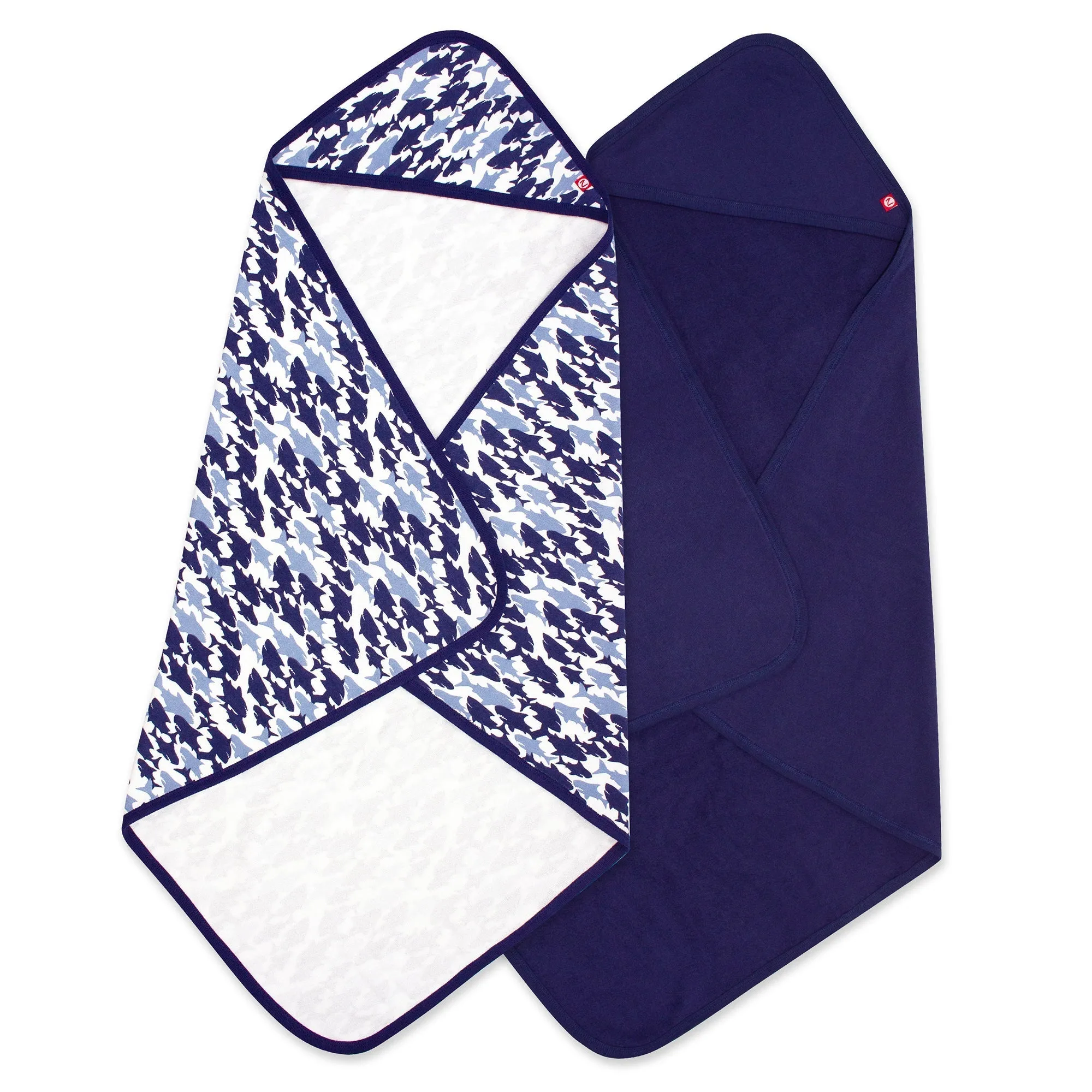 Sharks Organic Cotton Knit Terry Hooded Towel 2 Pack