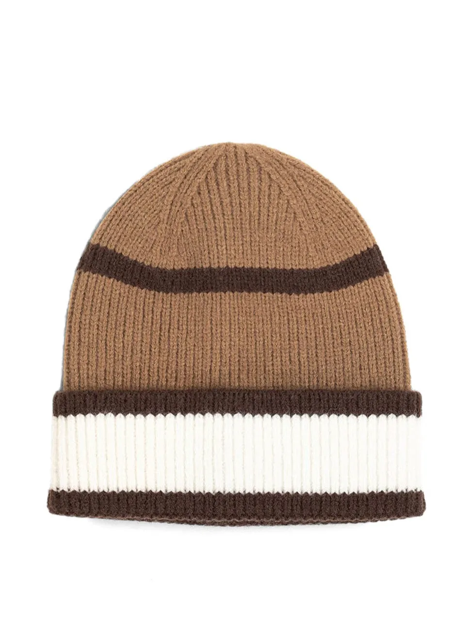 Stripe Beanie in Brown