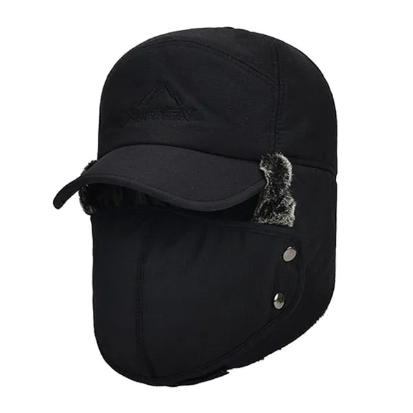 Winter Hat Men Bomber Hats For Men Women Thick Balaclava Cotton Fur Earflap Warm Caps Skull Mask Male Winter Bomber Hat