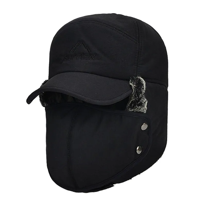 Winter Hat Men Bomber Hats For Men Women Thick Balaclava Cotton Fur Earflap Warm Caps Skull Mask Male Winter Bomber Hat