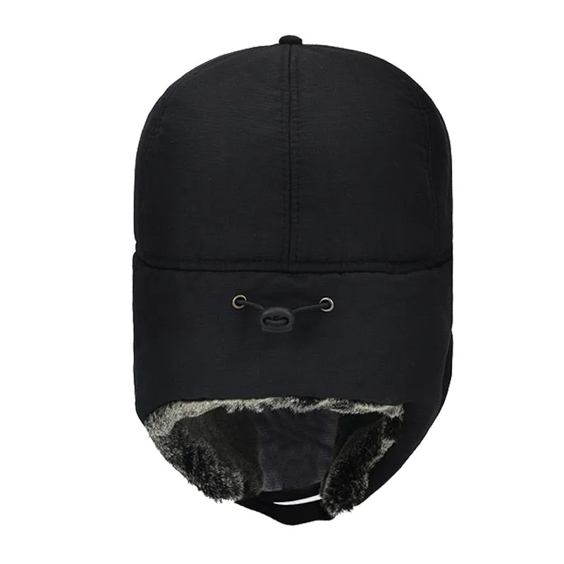 Winter Hat Men Bomber Hats For Men Women Thick Balaclava Cotton Fur Earflap Warm Caps Skull Mask Male Winter Bomber Hat