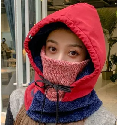 Winter Hooded Warm Thick Mask Hat