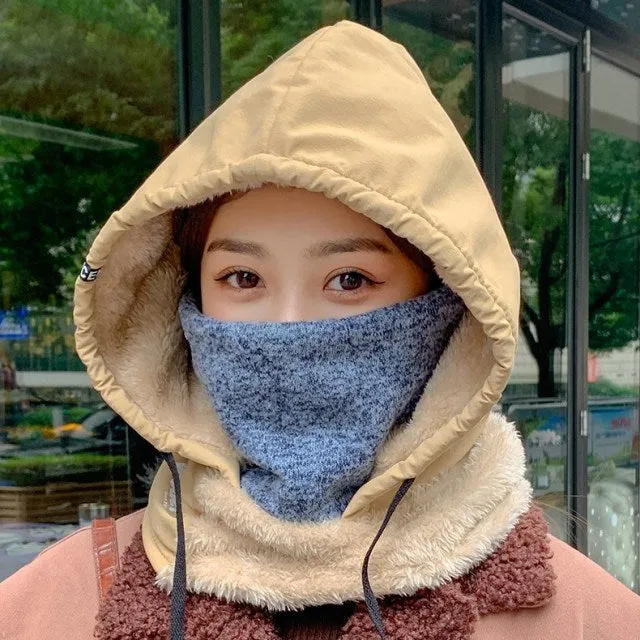 Winter Hooded Warm Thick Mask Hat