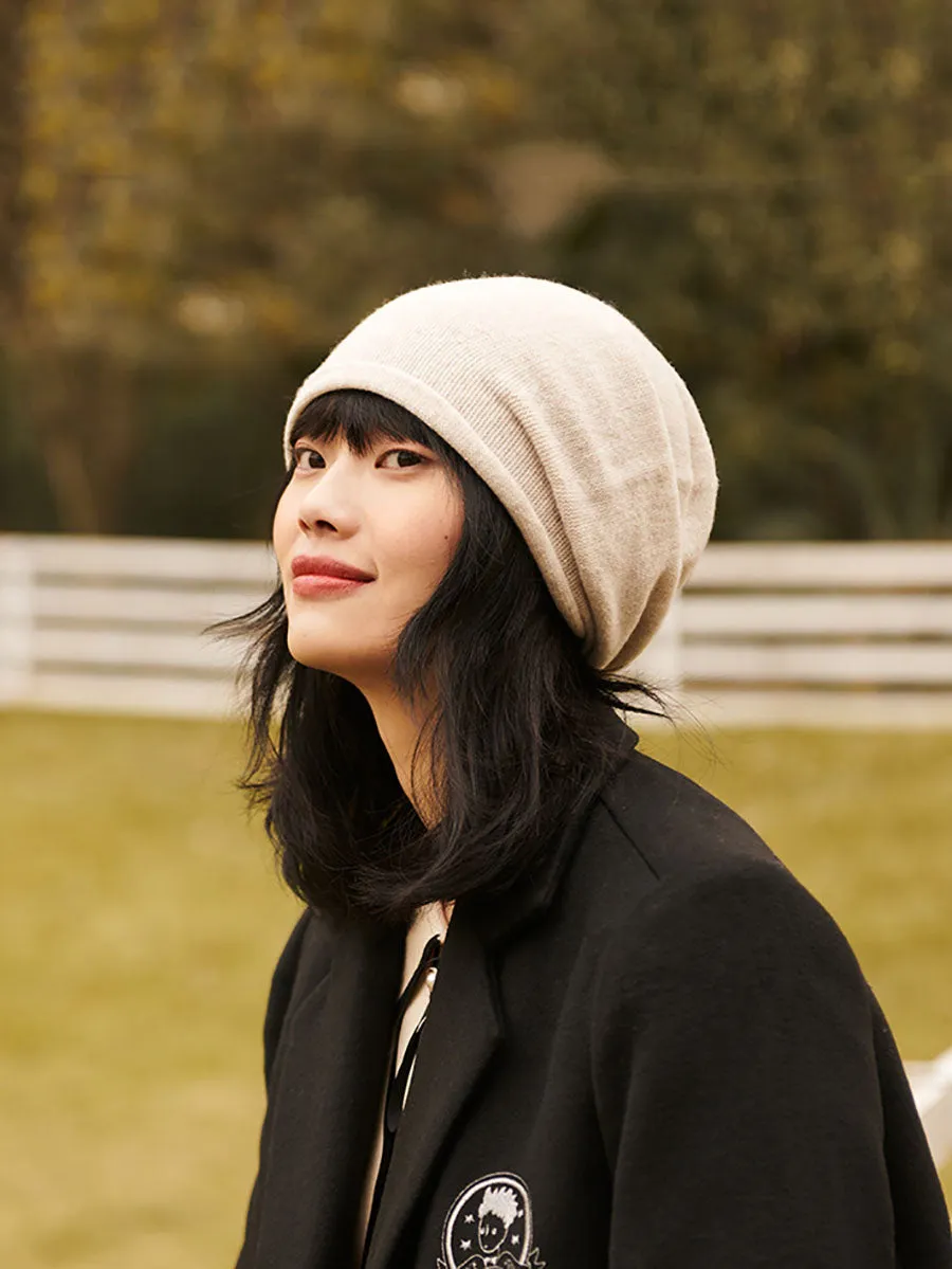 Women Autumn Solid Wool Casual Knit Hat