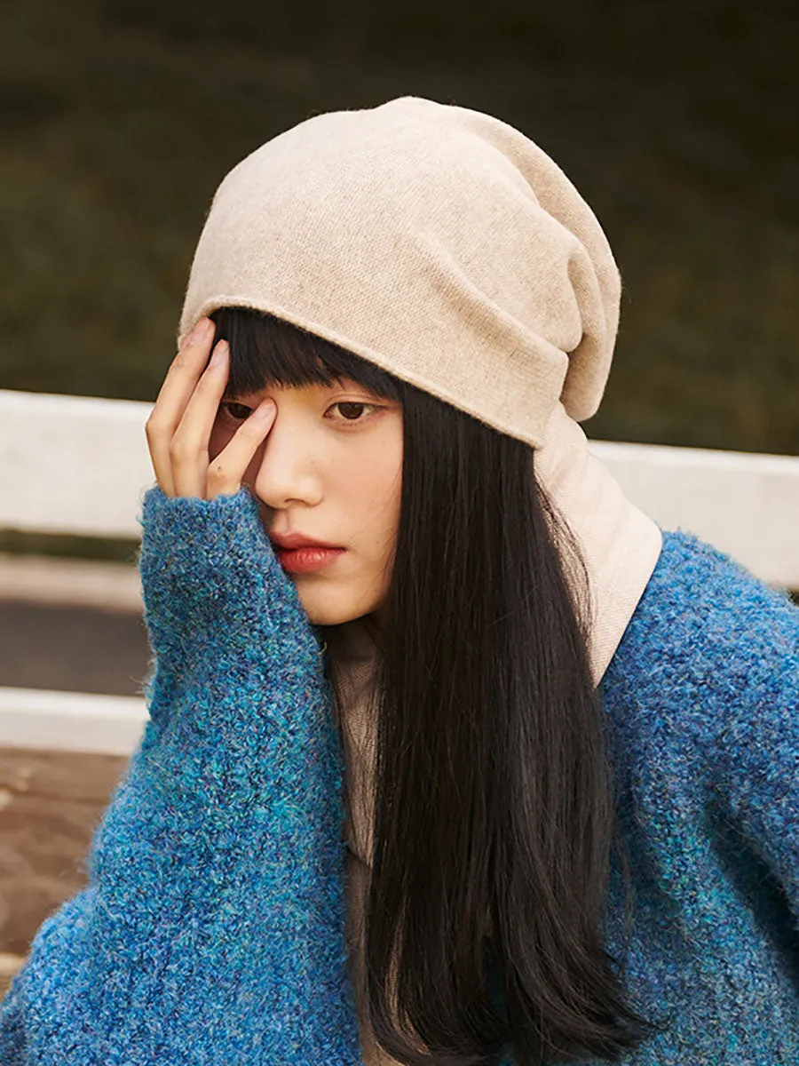 Women Autumn Solid Wool Casual Knit Hat
