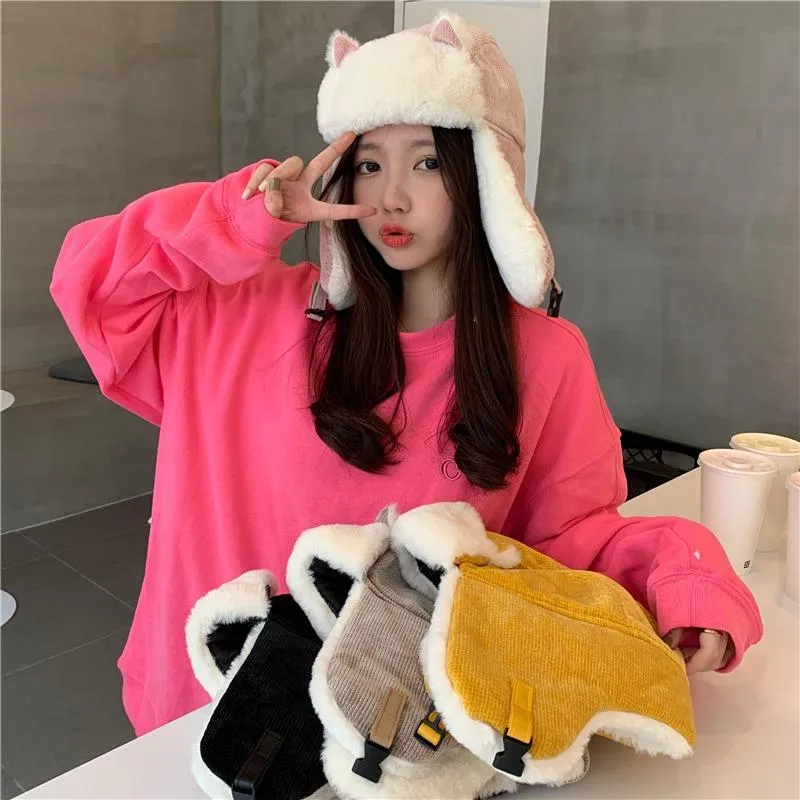 Women's Cute Cat's Ears Splice Windproof Hat
