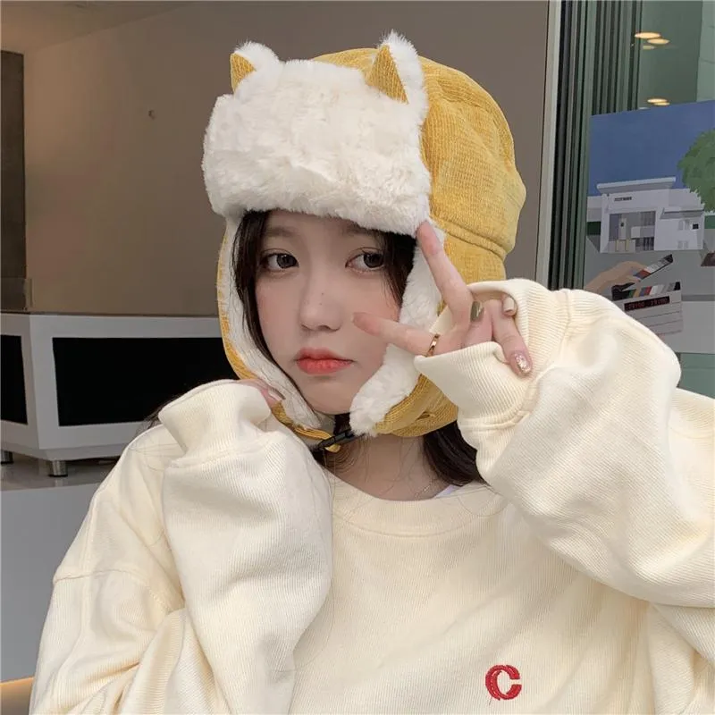 Women's Cute Cat's Ears Splice Windproof Hat
