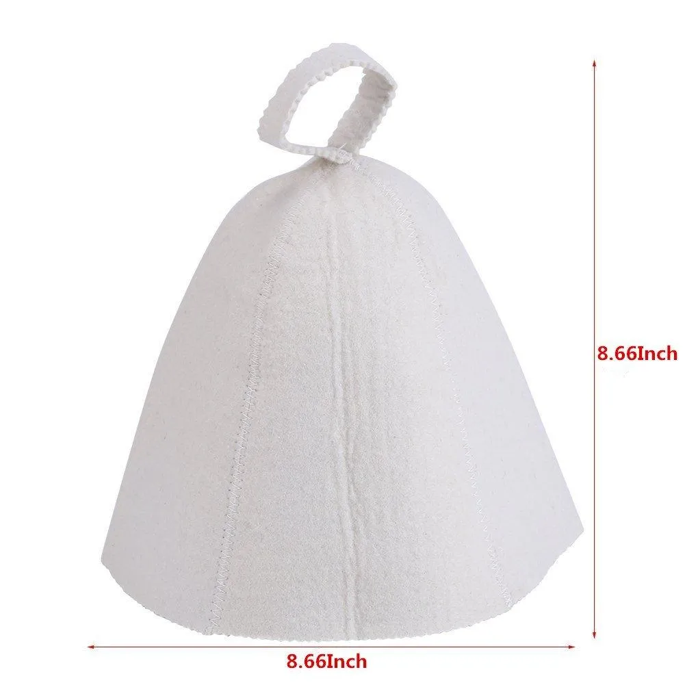 Wool Felt Sauna Hat Russian Banya Cap 100% Wool Felt White Sauna Hat for Head Protection 22cm/8.66inch