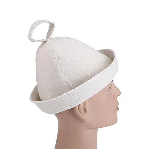 Wool Felt Sauna Hat Russian Banya Cap 100% Wool Felt White Sauna Hat for Head Protection 22cm/8.66inch