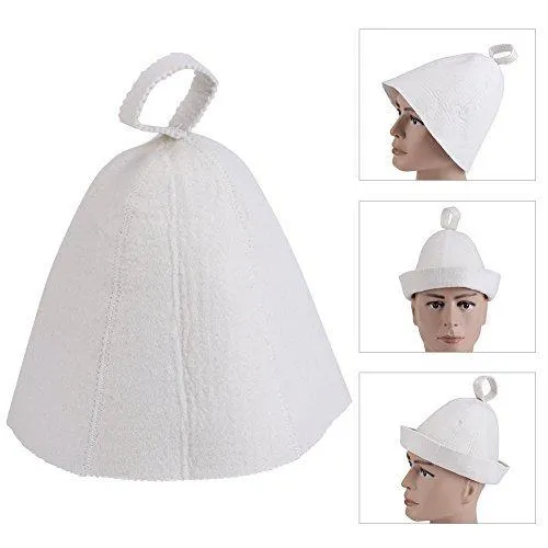 Wool Felt Sauna Hat Russian Banya Cap 100% Wool Felt White Sauna Hat for Head Protection 22cm/8.66inch