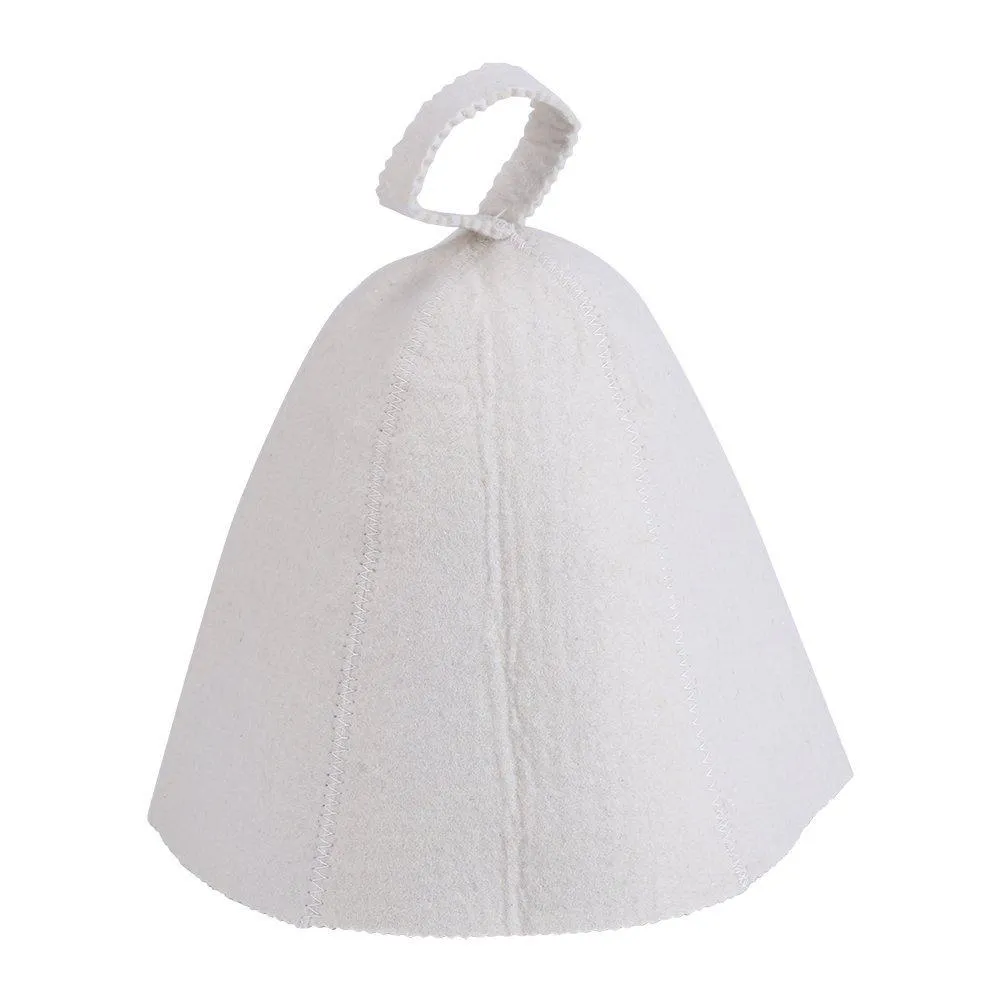 Wool Felt Sauna Hat Russian Banya Cap 100% Wool Felt White Sauna Hat for Head Protection 22cm/8.66inch